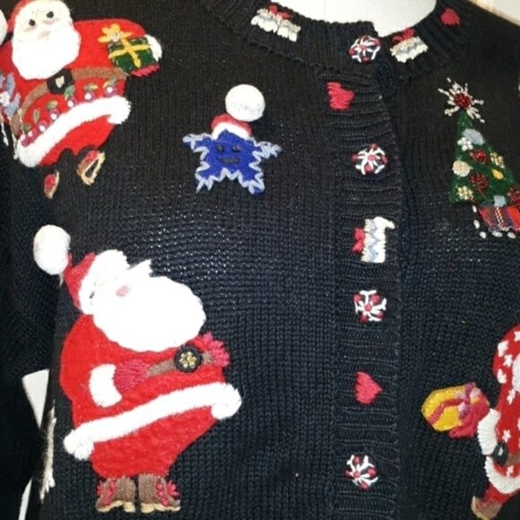 Vintage 1980s ugly Christmas sweater cardigan PL - Picture 3 of 4